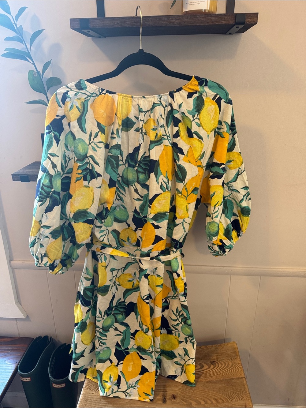 H&M Lemon Wrap Midi Dress in Yellow and Green Size Medium